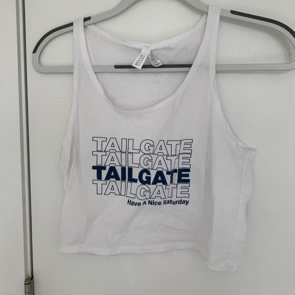 Tailgate have a nice Saturday crop tank top shirt